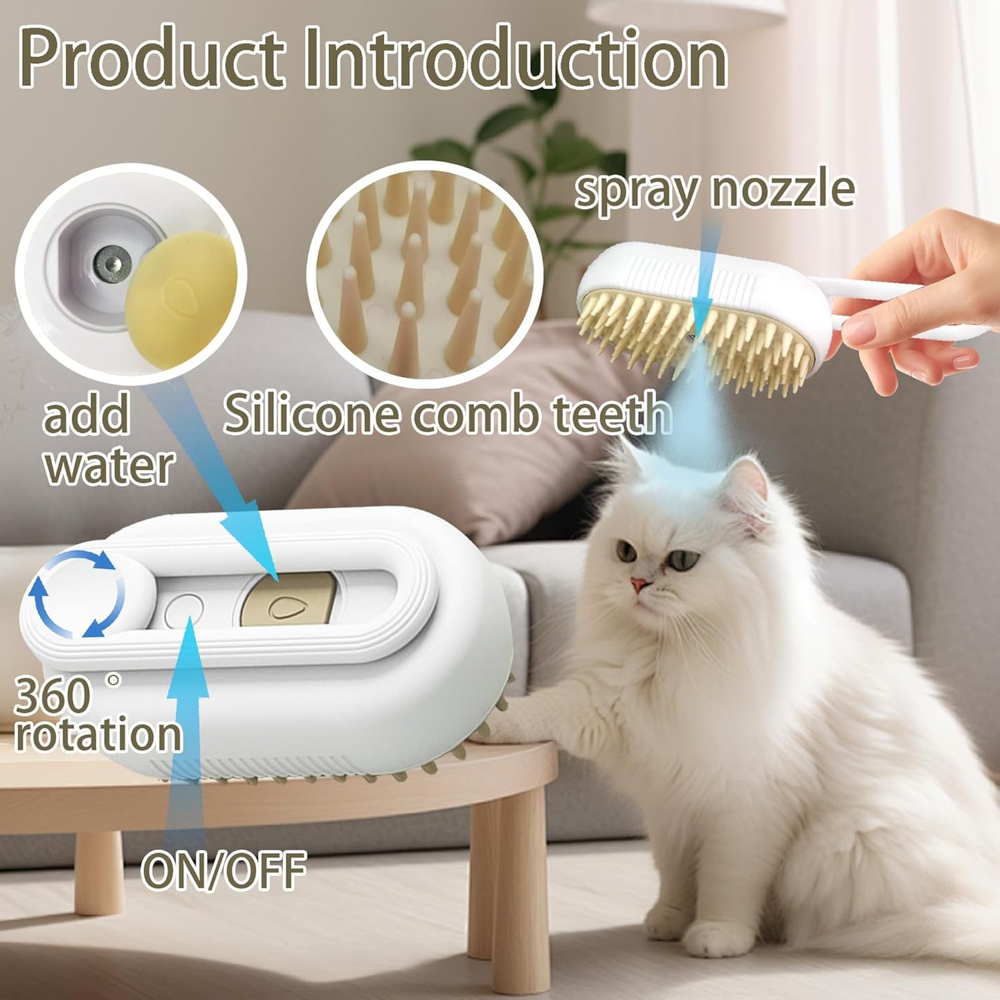Gentle Pet Grooming Steam Brush